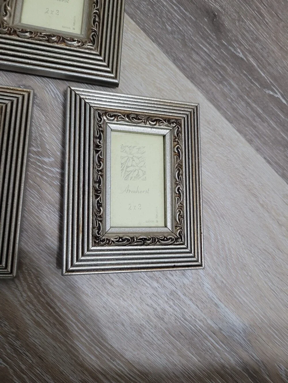 Set Of 3 Small 2x3 Frames Gold Tone Ornate Picture Frames